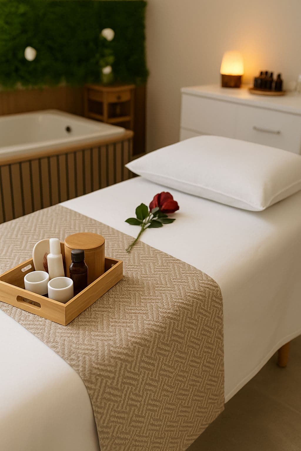 Spa relaxante com elementos naturais